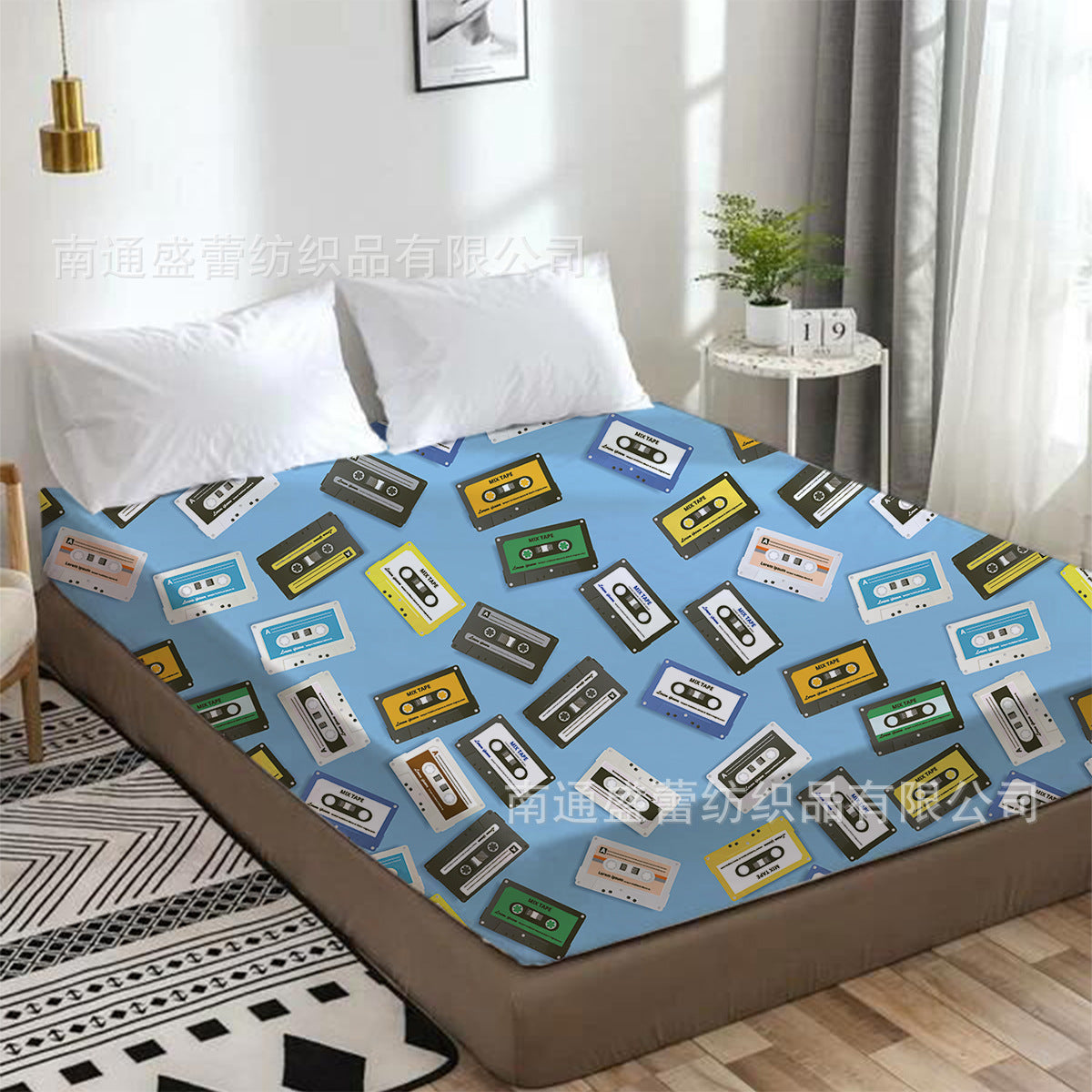 Cross-border bedding foreign trade home textile digital printing fitted sheet 