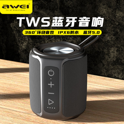 AWEI用维新款跨境便携户外蓝牙音箱 IPX6防水大音量TWS互联音响