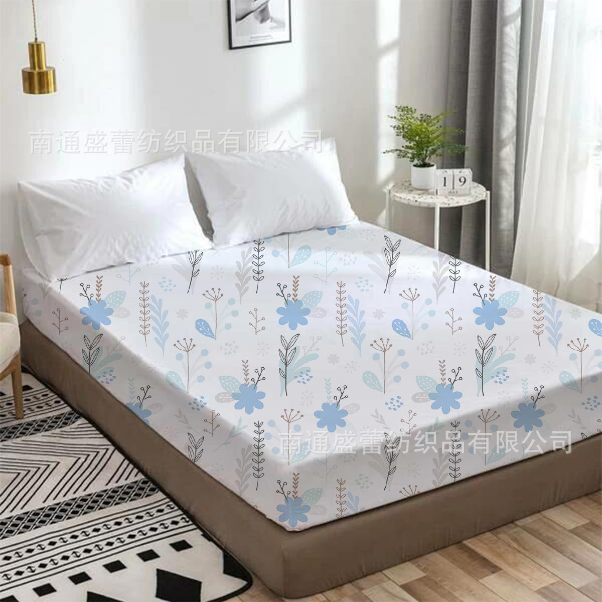 Cross-border bedding foreign trade home textile digital printing fitted sheet 