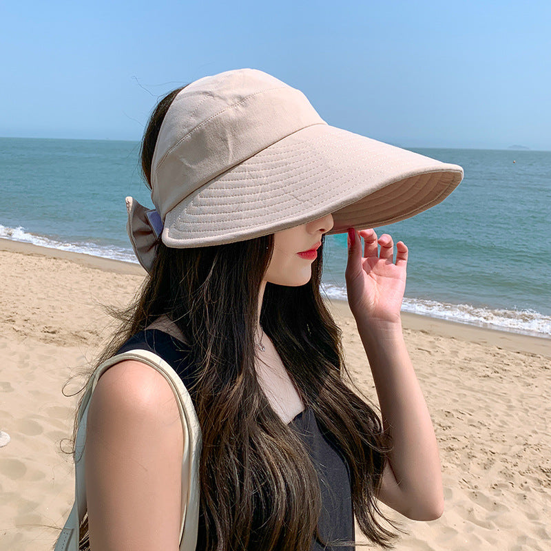 Japanese UV sunscreen hat female Korean version all-match face net red fisherman hat anti-sunlight large eaves sunshade empty top hat 