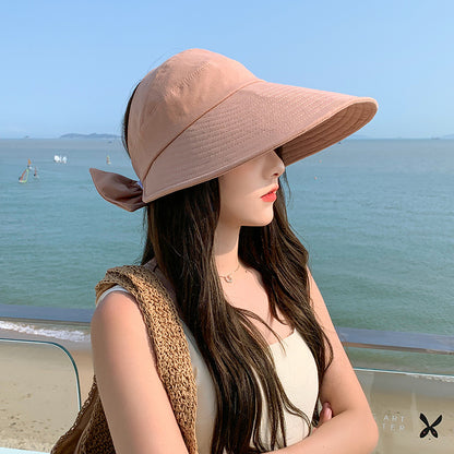 Japanese UV sunscreen hat female Korean version all-match face net red fisherman hat anti-sunlight large eaves sunshade empty top hat 