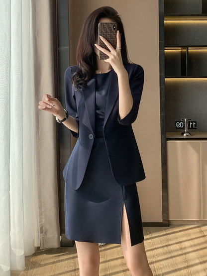 High-end suit skirt women's two-piece summer work clothes temperament formal dress professional dress suit jacket 