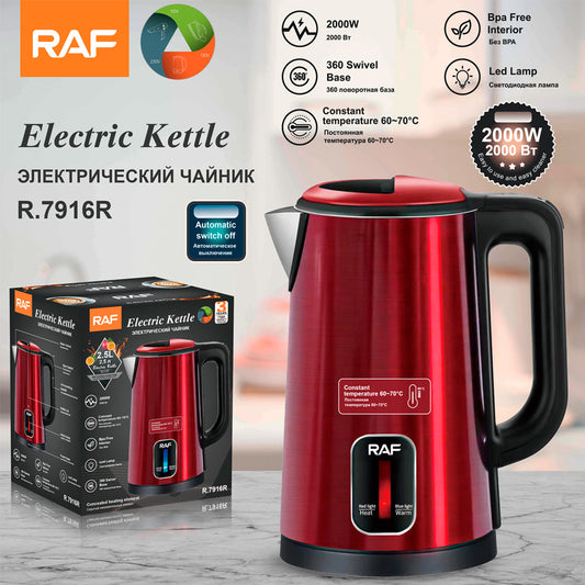 RAF European standard cross-border electric kettle stainless steel household insulation kettle 2.5L automatic power-off large capacity 