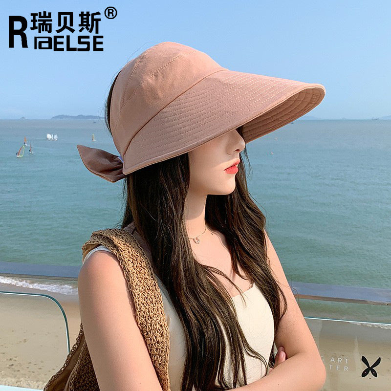 Japanese UV sunscreen hat female Korean version all-match face net red fisherman hat anti-sunlight large eaves sunshade empty top hat 