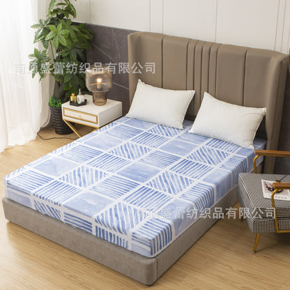 Transnational foreign trade home textile digital printing fitted sheet single product three-piece bedding set factory direct sales 